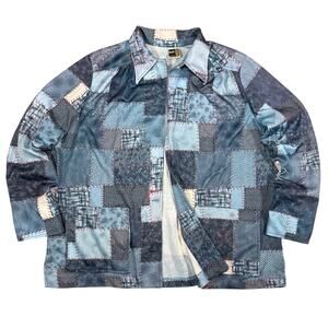 Vintage Ample Togs Patchwork Shirt Blue Quilted Style Button Front Women’s M